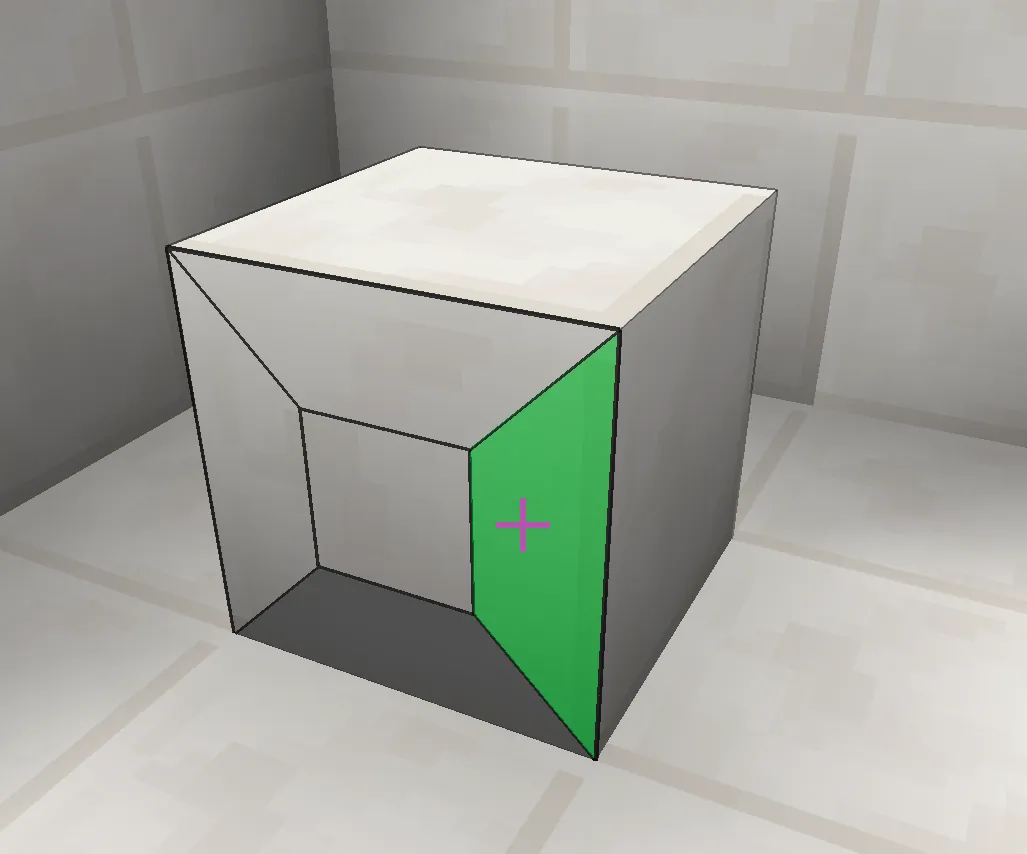 Der Block wird hier auf der rechten Seite des anvisierten Blocks platziert: