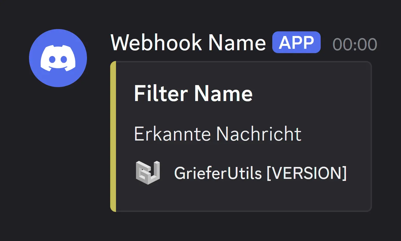 Die Nachricht im Embed-Stil: